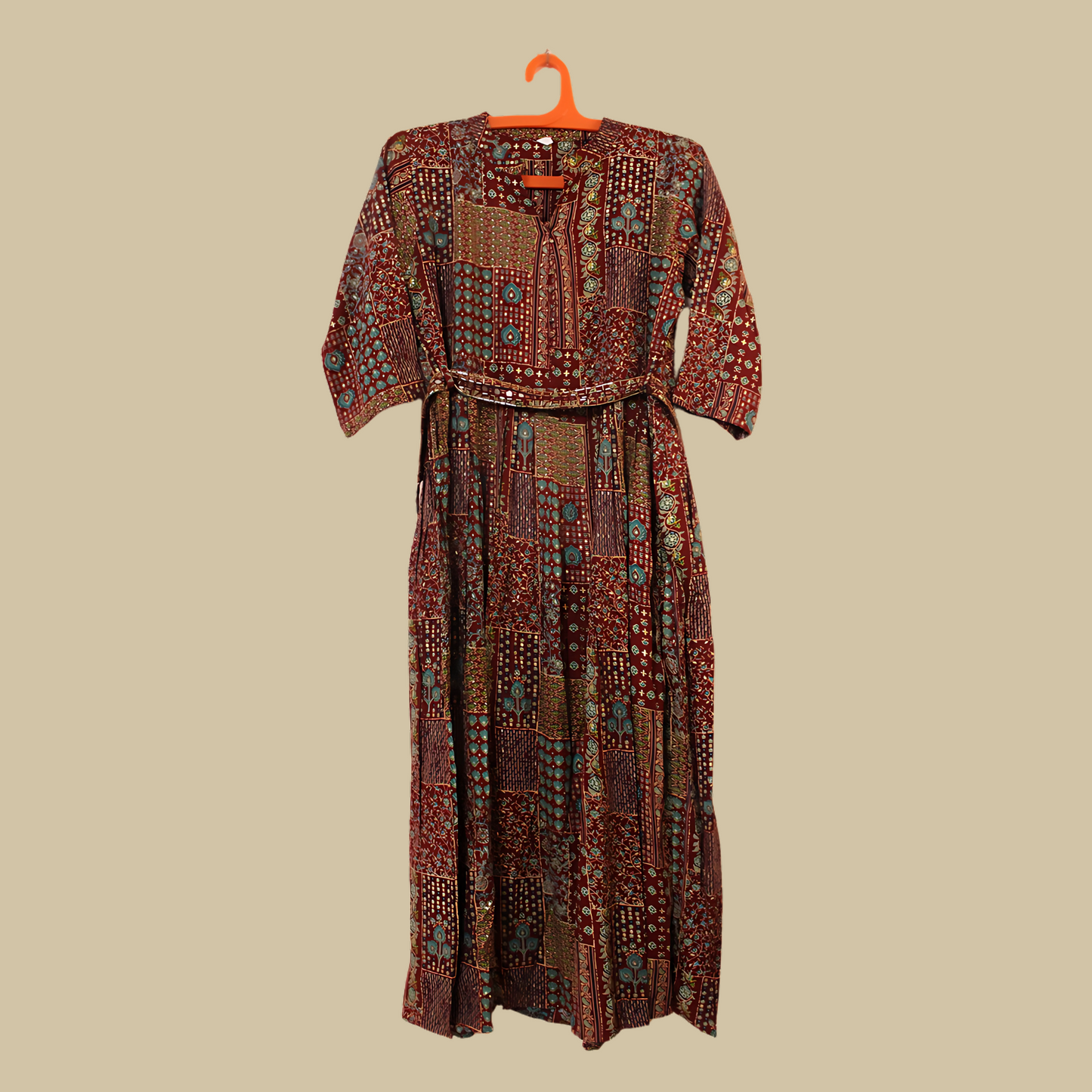 Earthy Patch Midi Dress