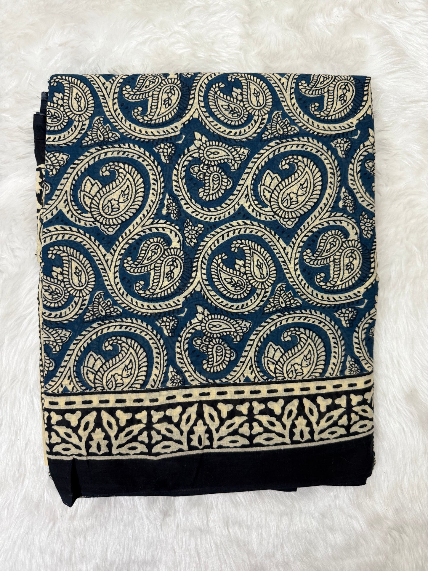 Indigo Mul Cotton Saree