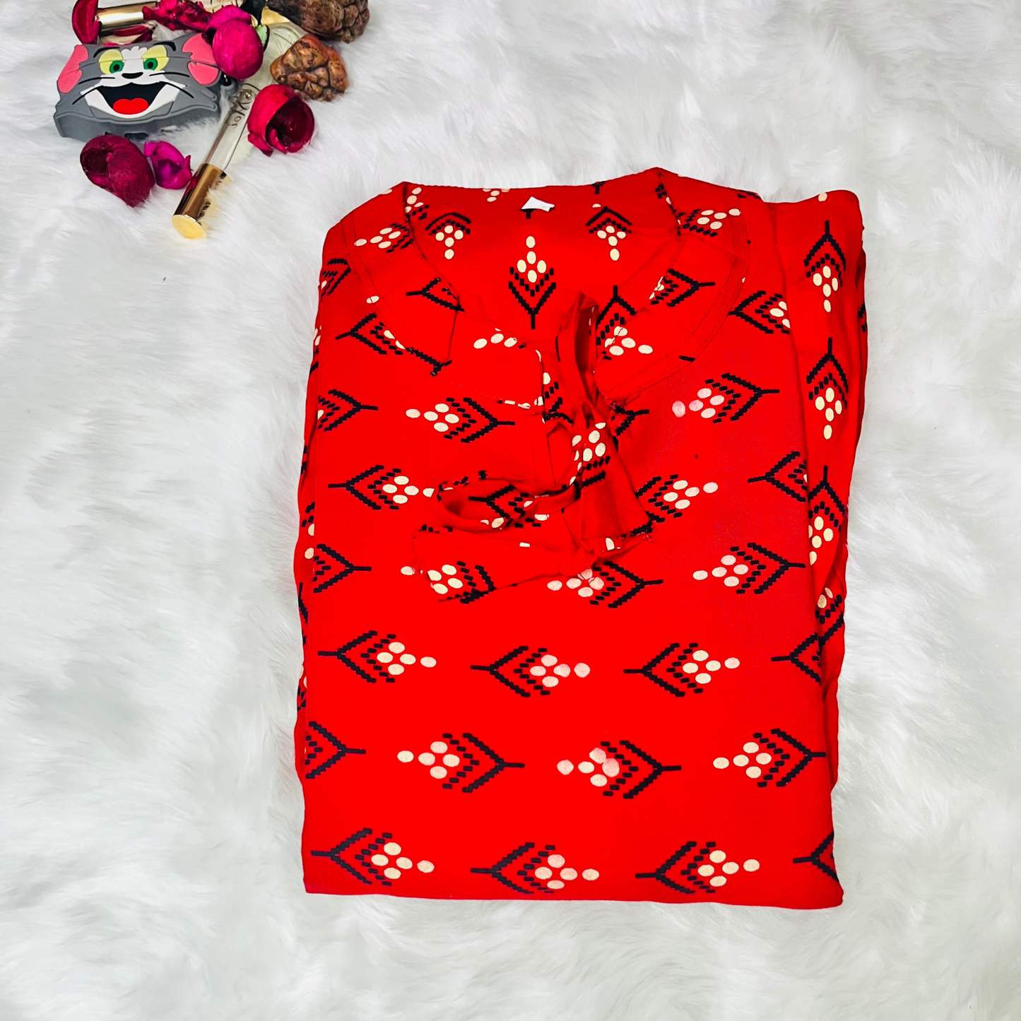 Red Soft cotton Midi Dress