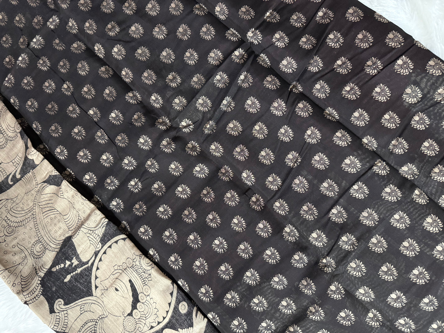 Maroon Traditional Kalamkari Silk Nizam Border Saree