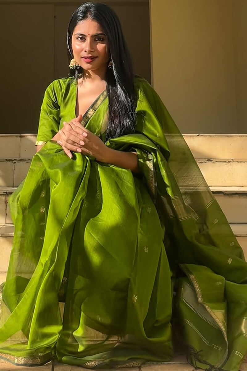 Light Green - Silk cotton Handloom Saree