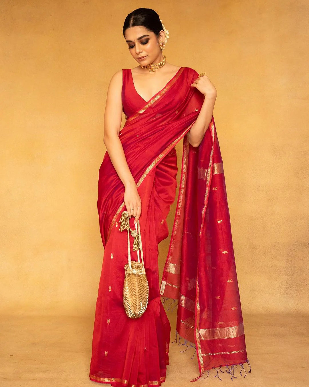 Red - Silk Cotton Handloom Saree
