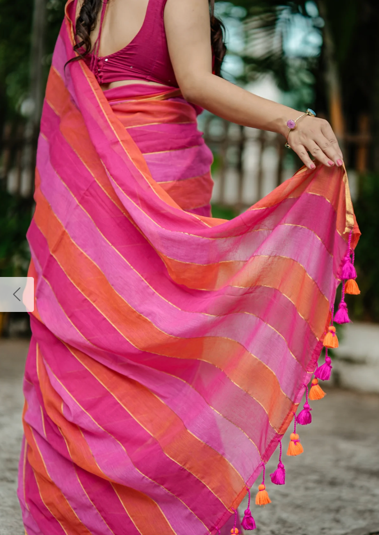 Srinidhi Shetty inspired Rainbow Mul Cotton Saree