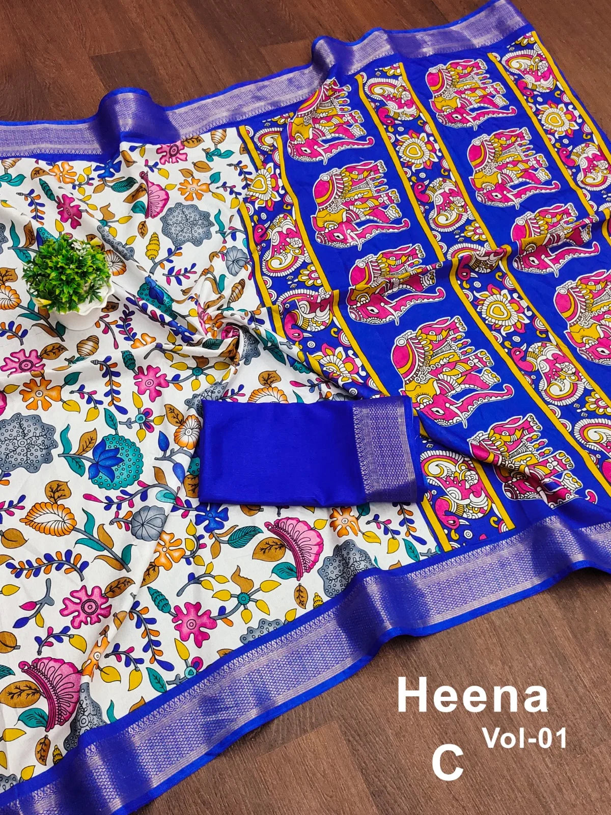 Blue Premium Dola Silk Saree