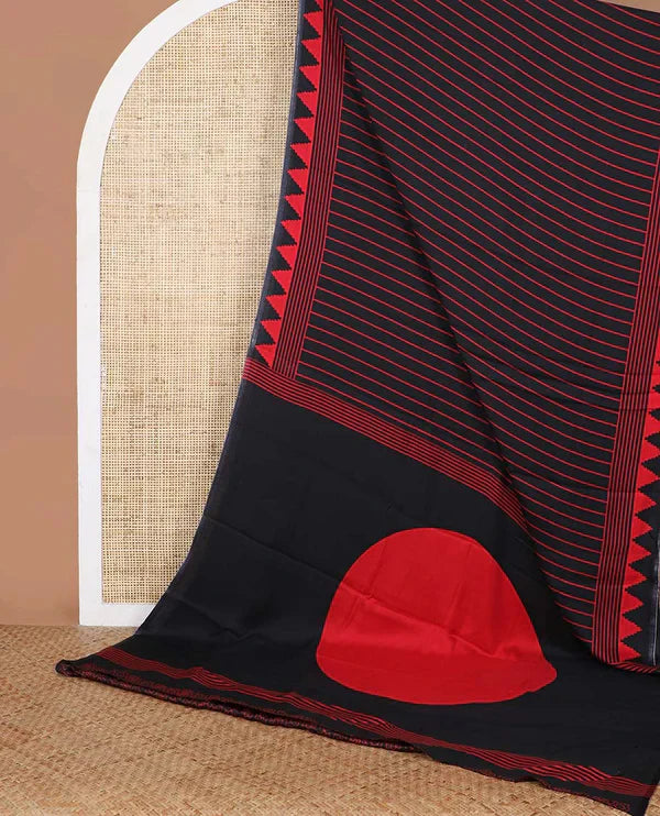 Black Modal Satin Silk Saree