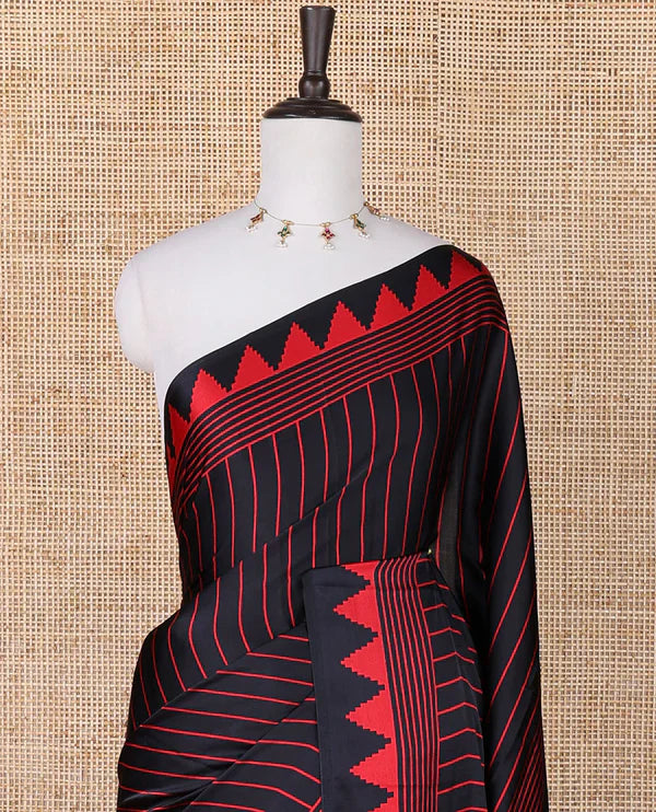 Black Modal Satin Silk Saree