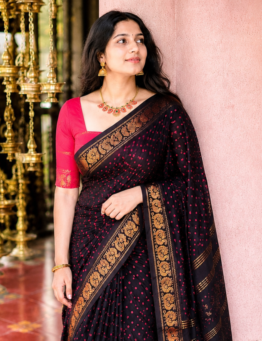 Black - Handblock Sungadi Saree