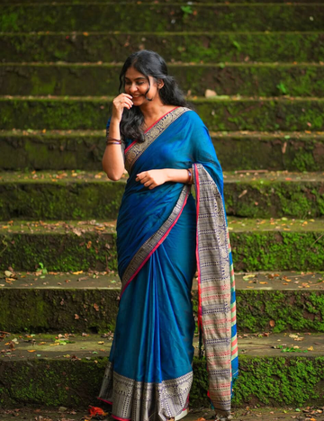 Peacock Green Handloom Cotton saree