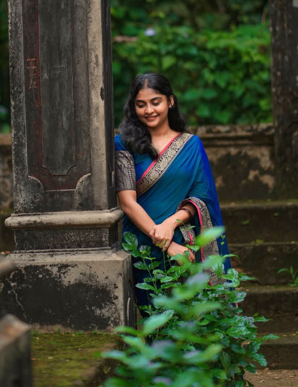 Peacock Green Handloom Cotton saree