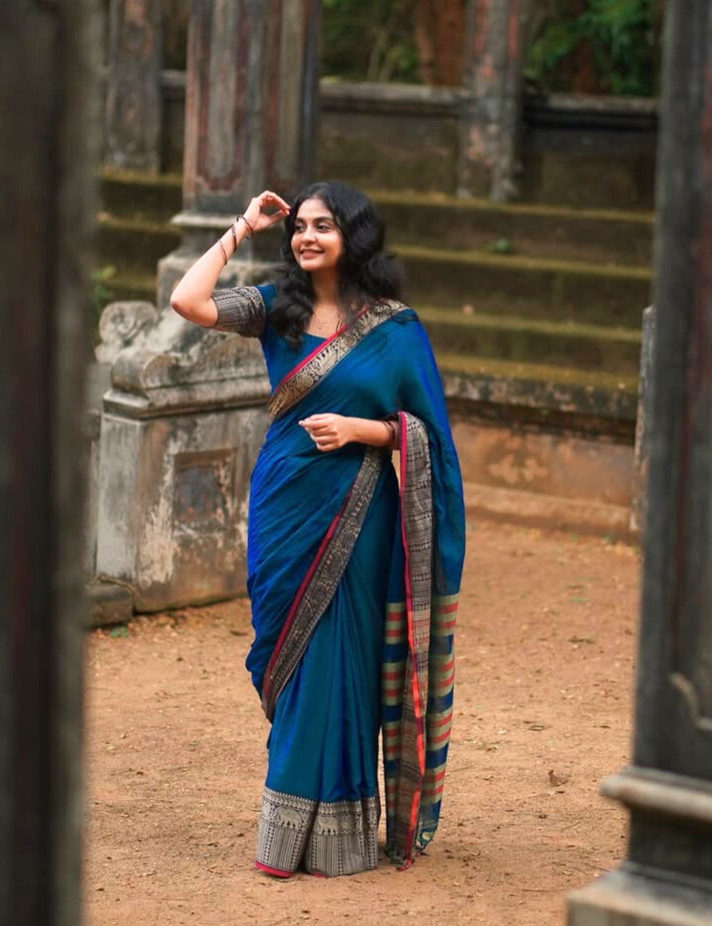 Peacock Green Handloom Cotton saree