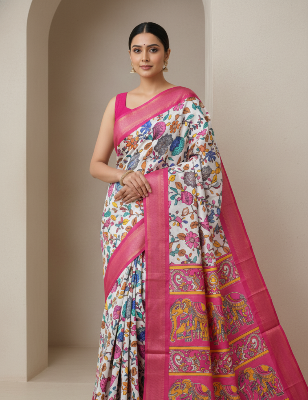 Pink Premium Dola Silk Saree
