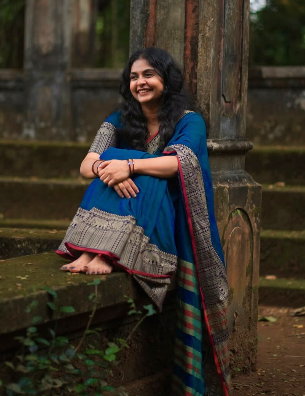 Peacock Green Handloom Cotton saree