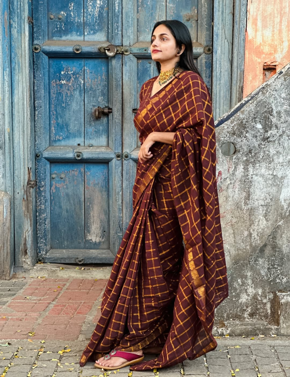 Coffee Brown Pure Sungadi Cotton Handloom Saree