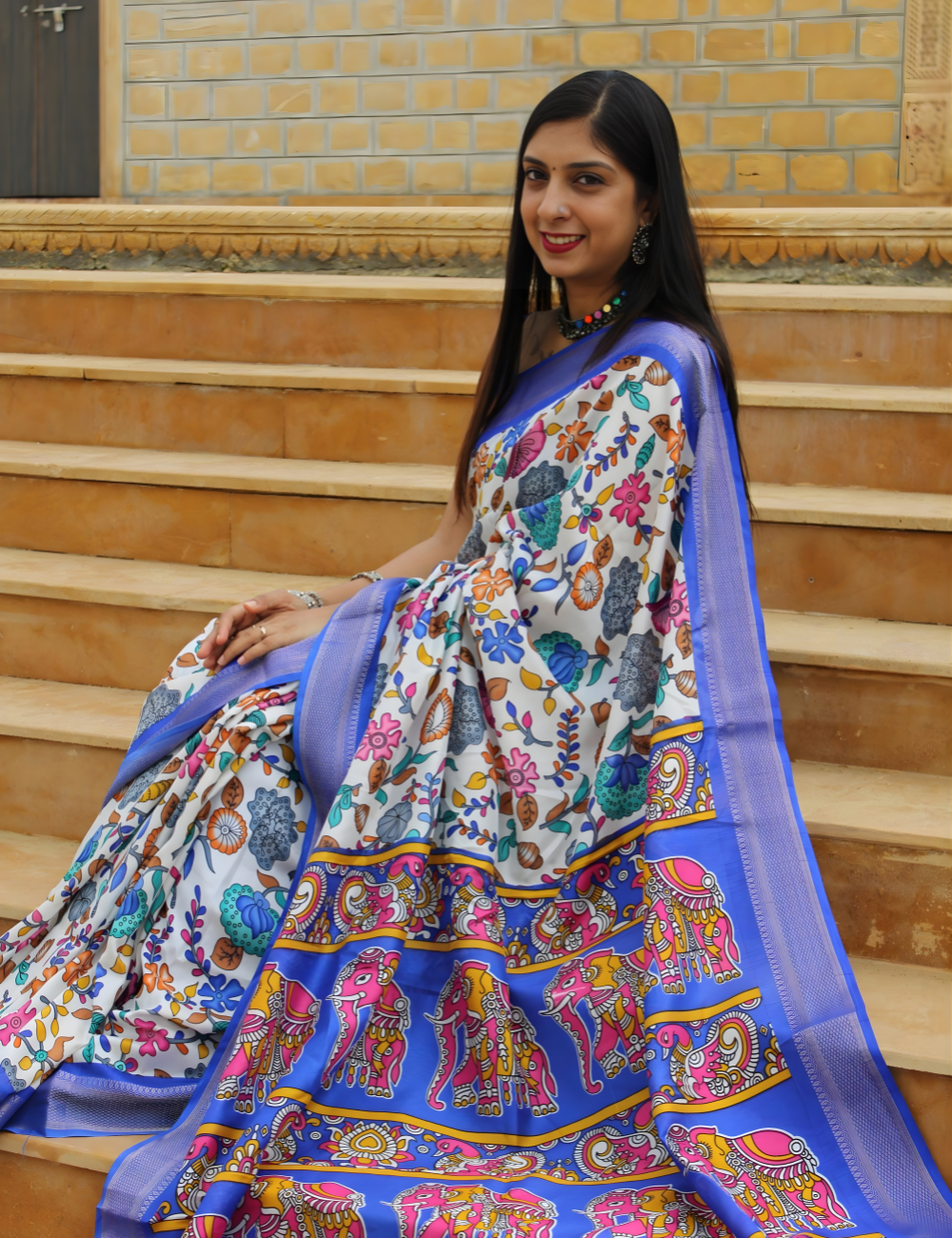 Blue Premium Dola Silk Saree