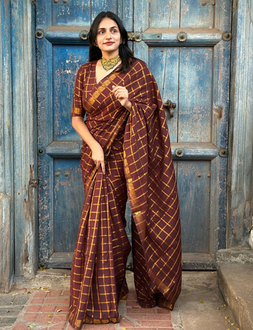Coffee Brown Pure Sungadi Cotton Handloom Saree