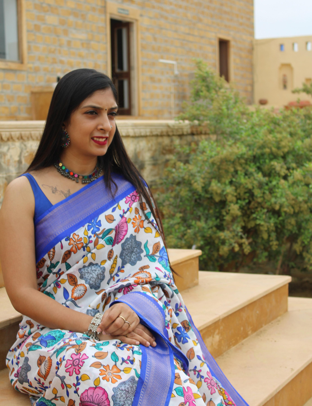 Blue Premium Dola Silk Saree