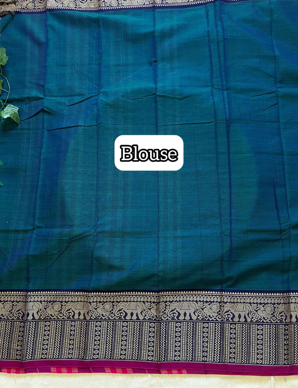Narayanpet Big border saree – Peacock Blue