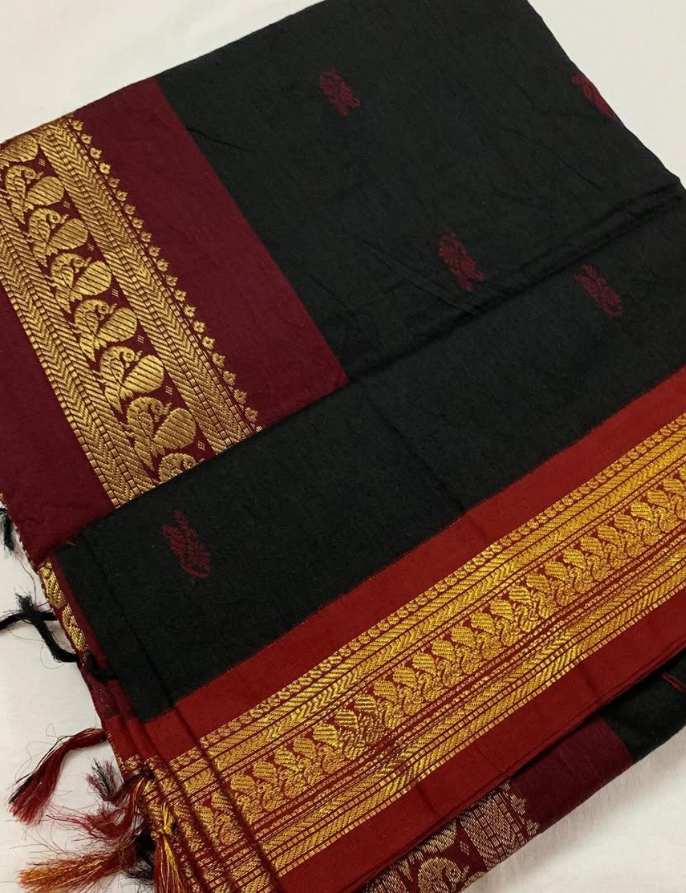 Black Butta Kalyani Silk Cotton Saree