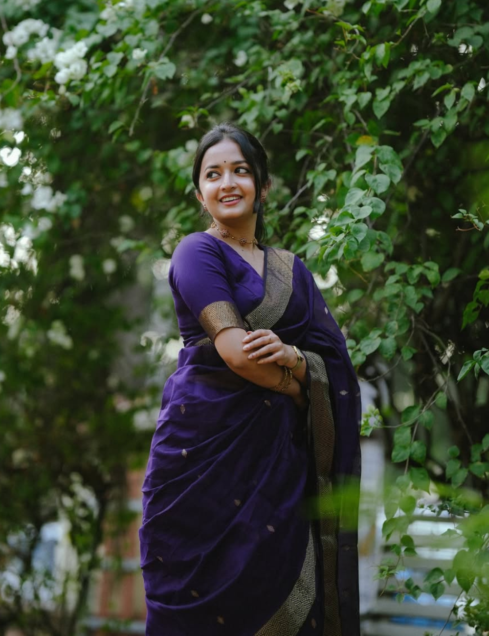 Violet - Silk cotton Handloom Saree