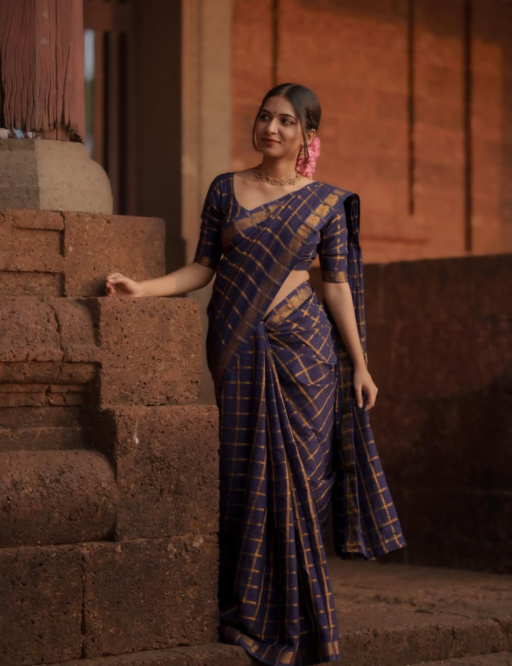 Blue Sungadi Cotton Saree