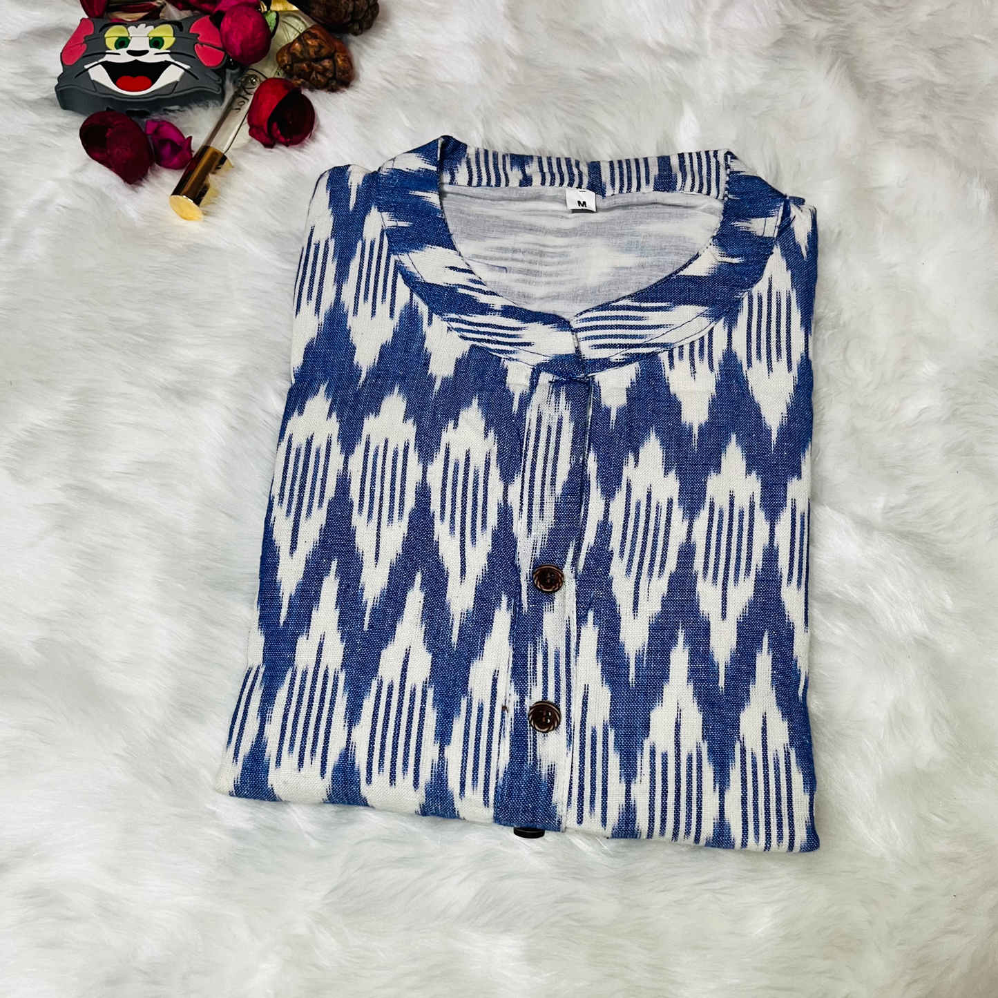 Ikkat Charm Cotton Kurti Top