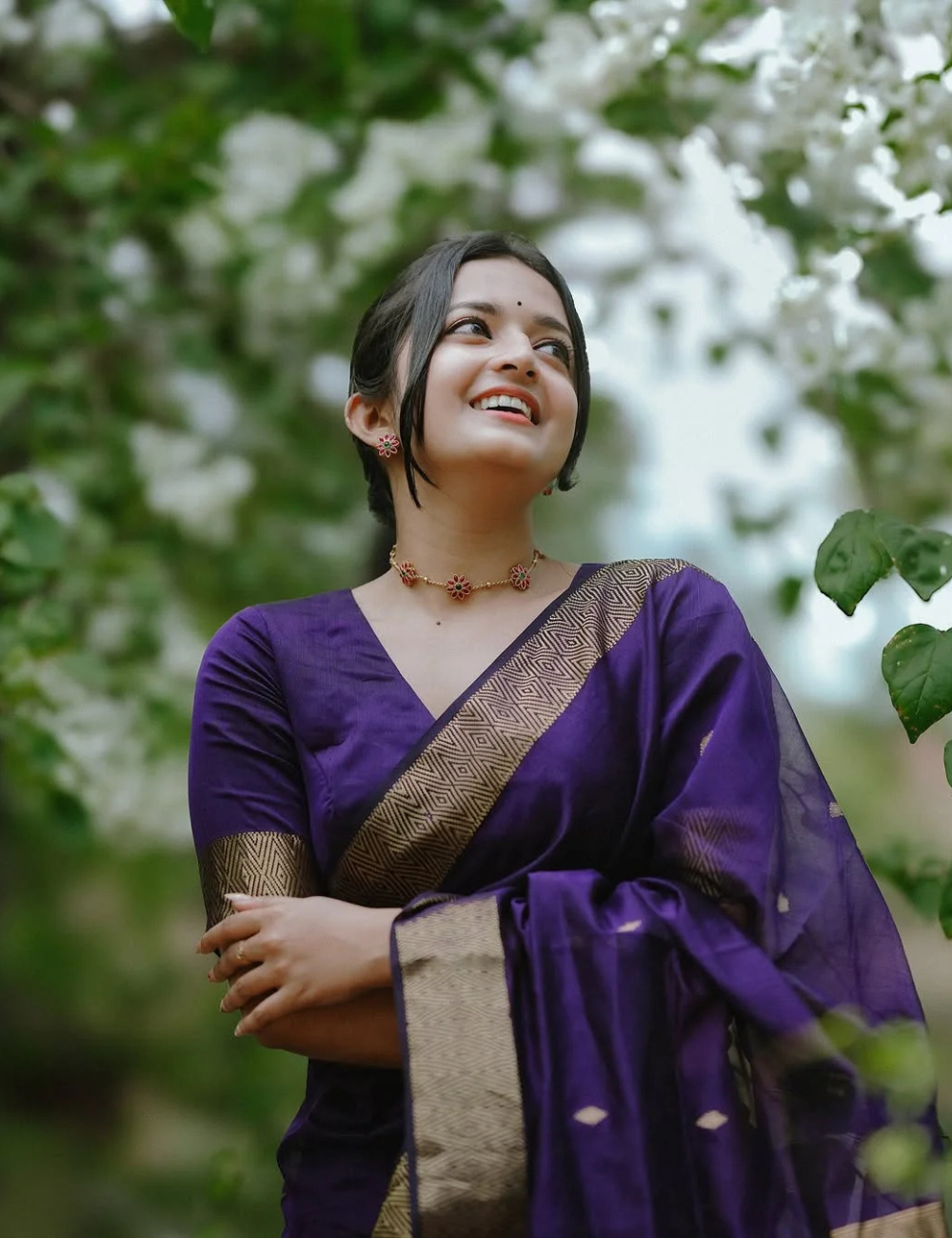 Violet - Silk cotton Handloom Saree