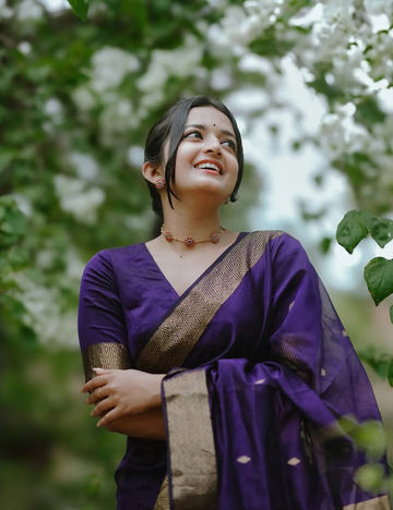 Violet - Silk cotton Handloom Saree