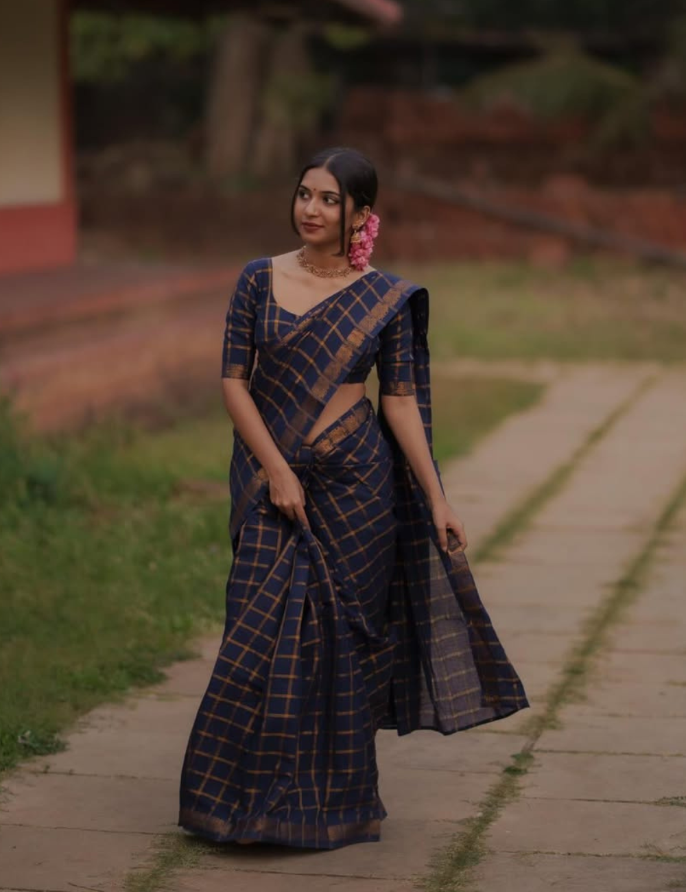 Blue Pure Sungadi Cotton Handloom Saree