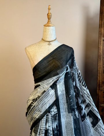 Newspaper Mul Cotton Saree