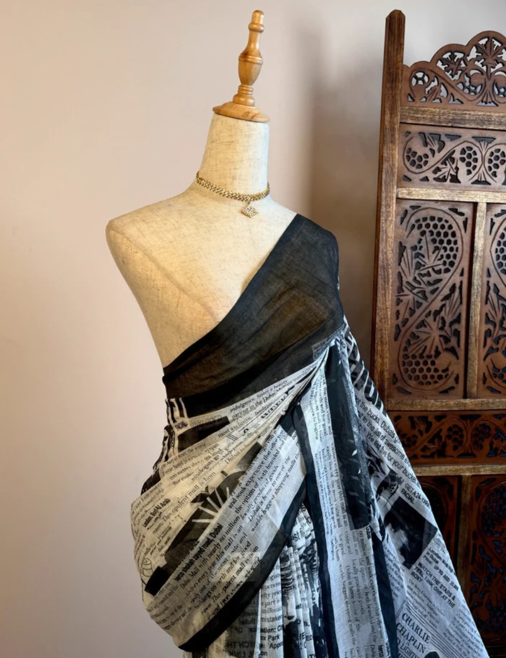 Newspaper Mul Cotton Saree