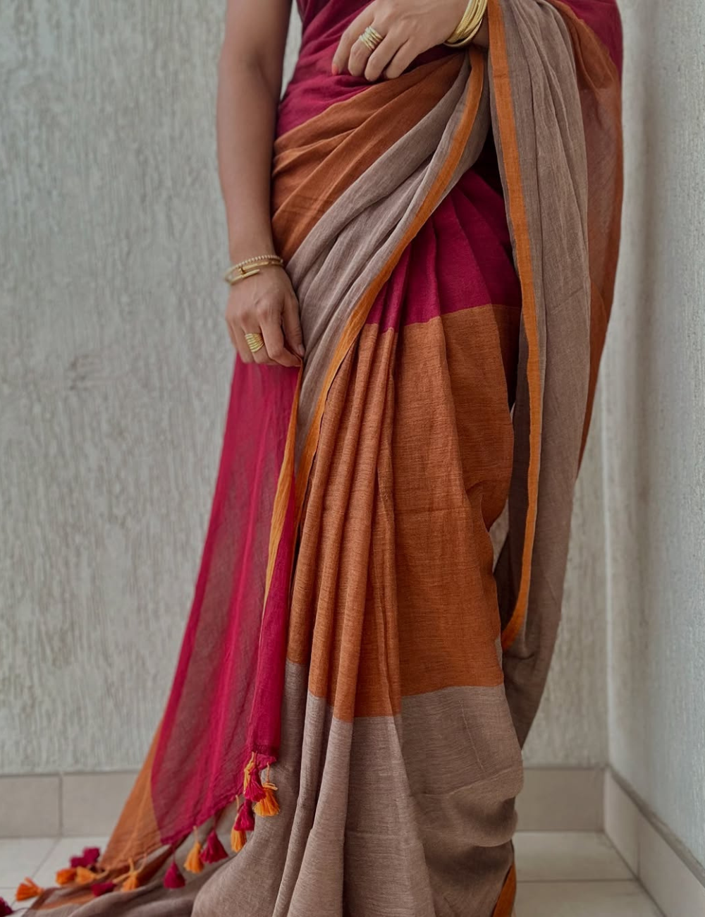 Multicoloured MulMul Saree