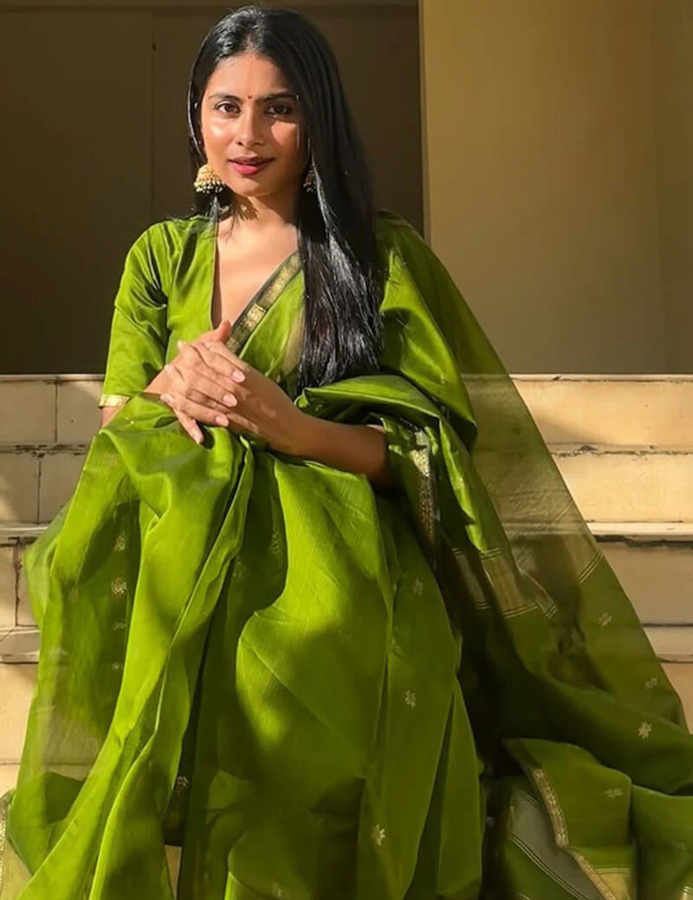 Light Green - Silk cotton Handloom Saree