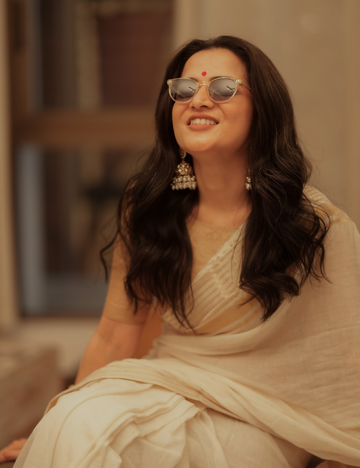 Half White Premium Mul cotton saree