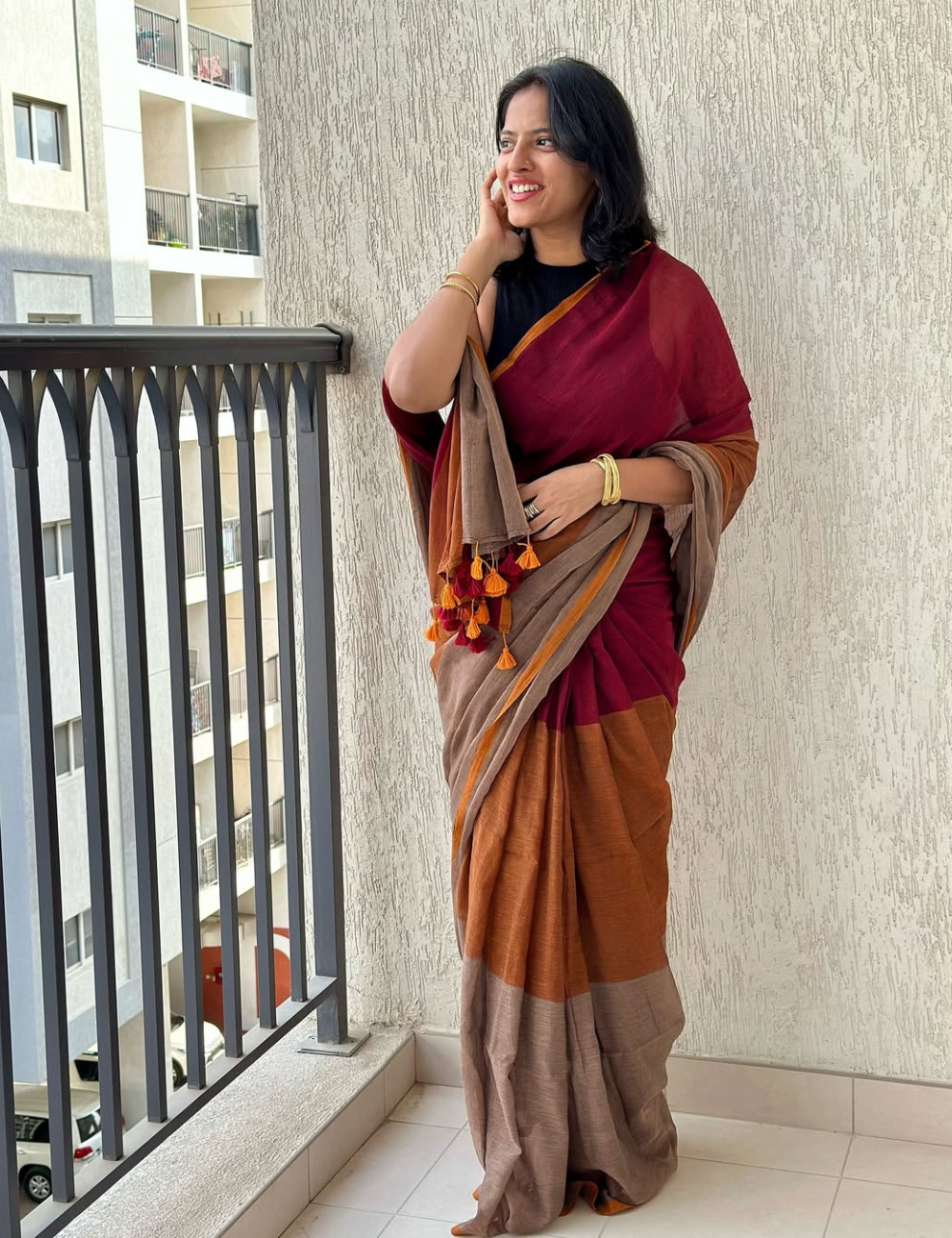 Multicoloured MulMul Saree