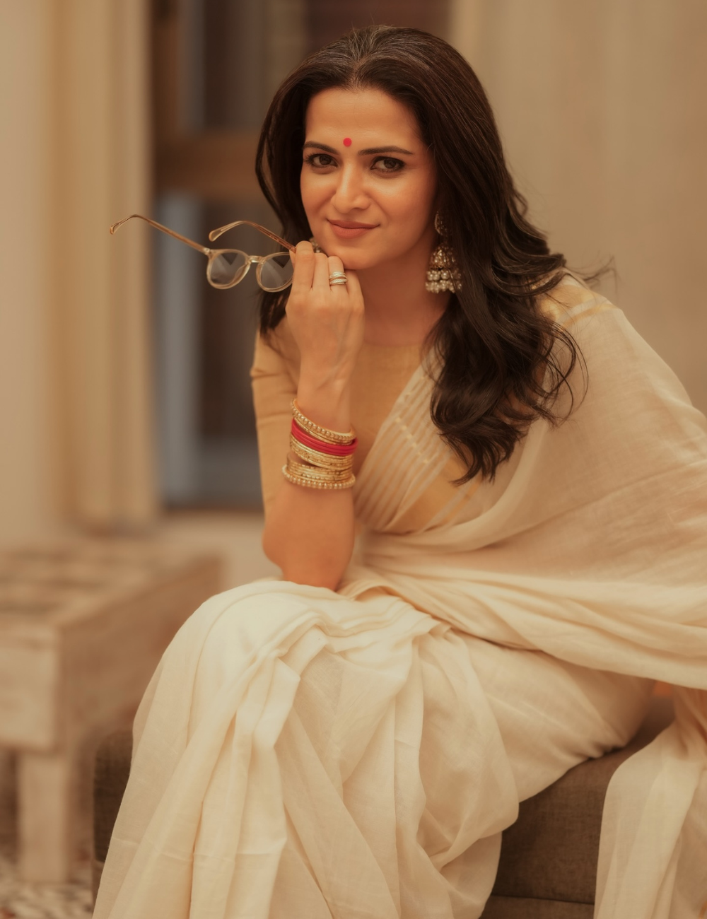 Half White Premium Mul cotton saree