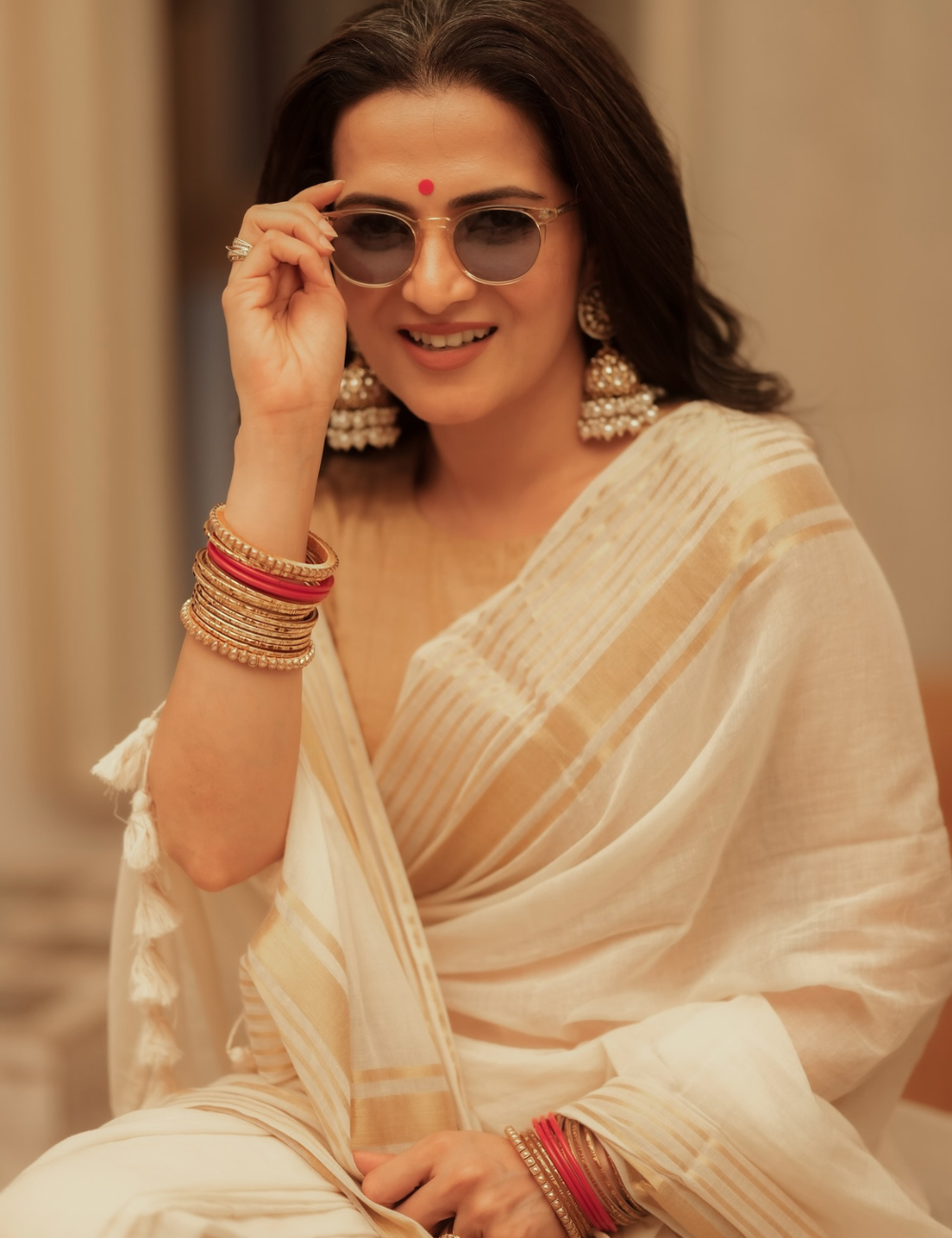 Half White Premium Mul cotton saree