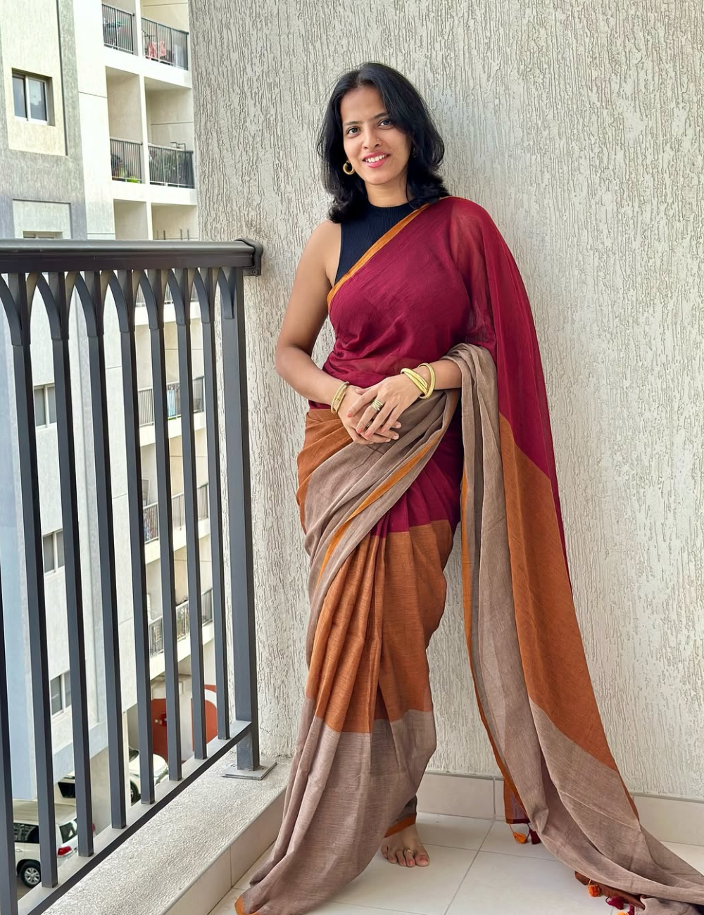 Multicoloured MulMul Saree