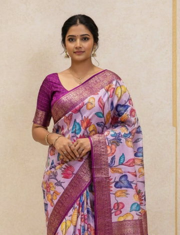 Purple Premium Dola Silk Saree