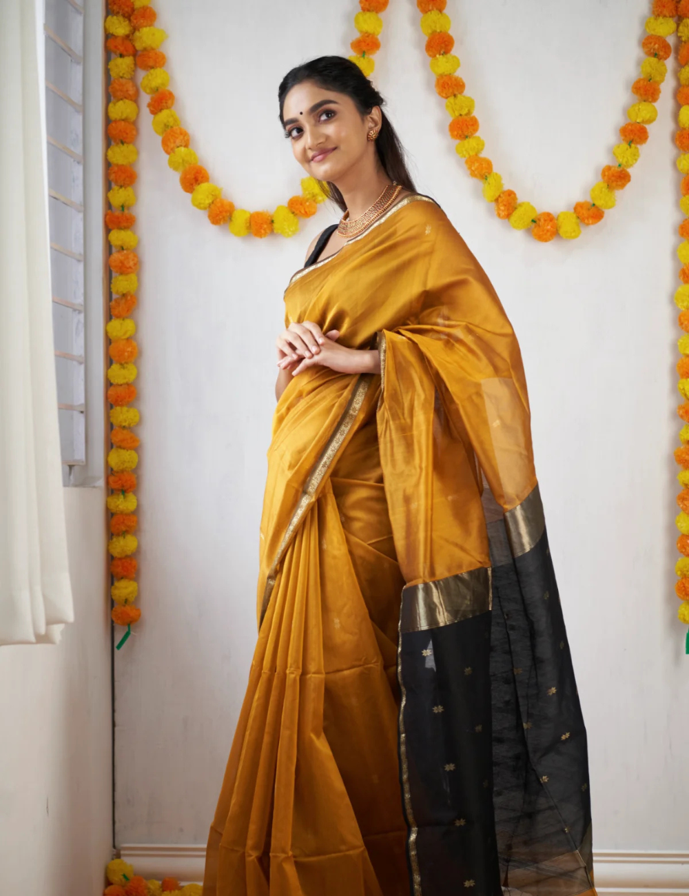 Mustard - Silk cotton Handloom Saree