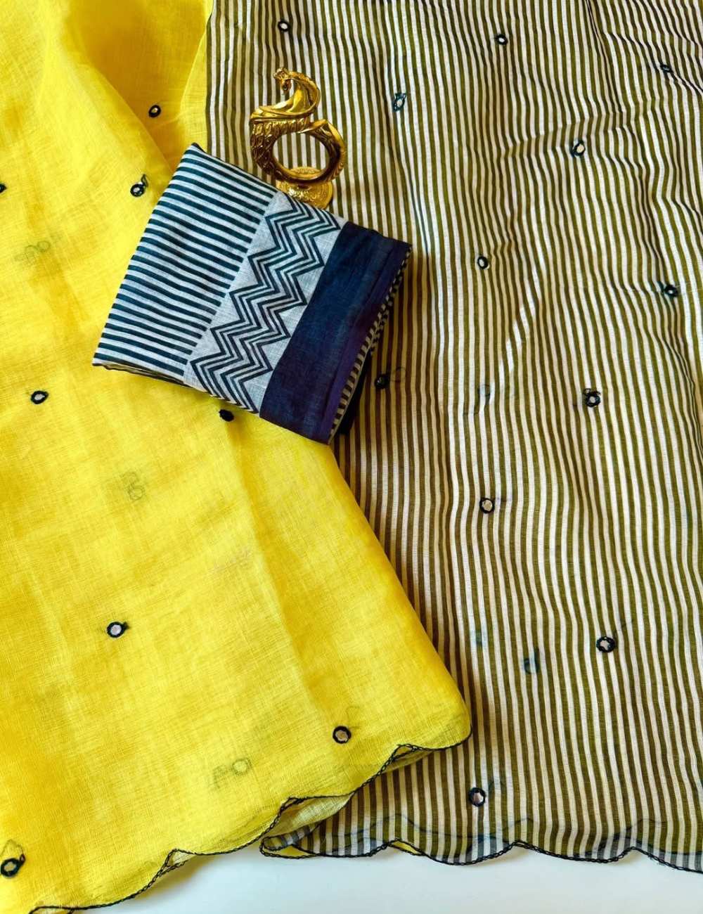 Chanderi Linen Summer Saree – Yellow