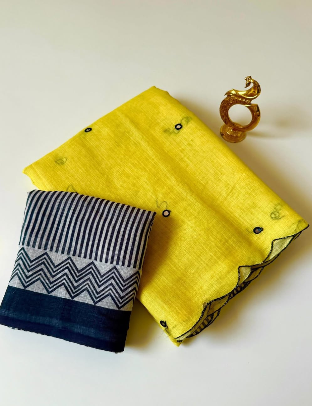 Chanderi Linen Summer Saree – Yellow