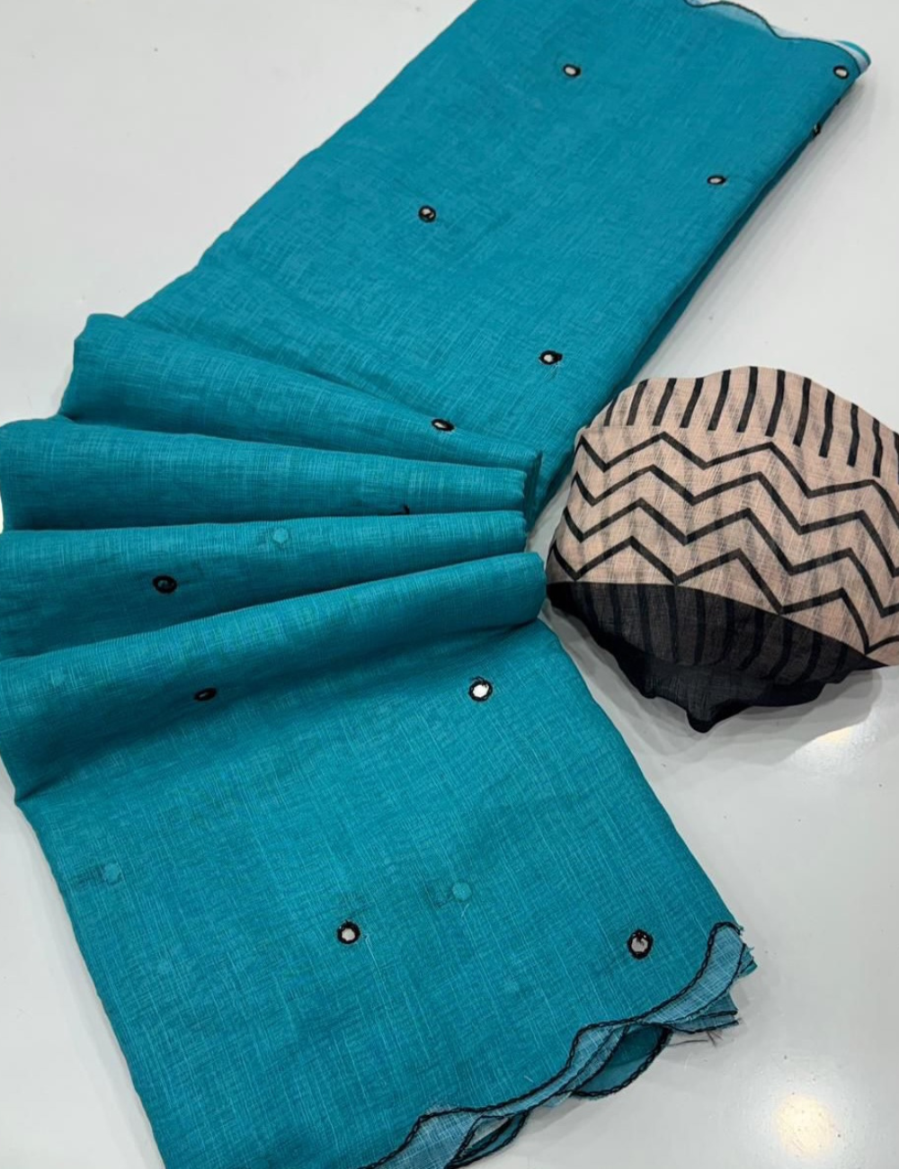 Chanderi Linen Summer Saree – Blue