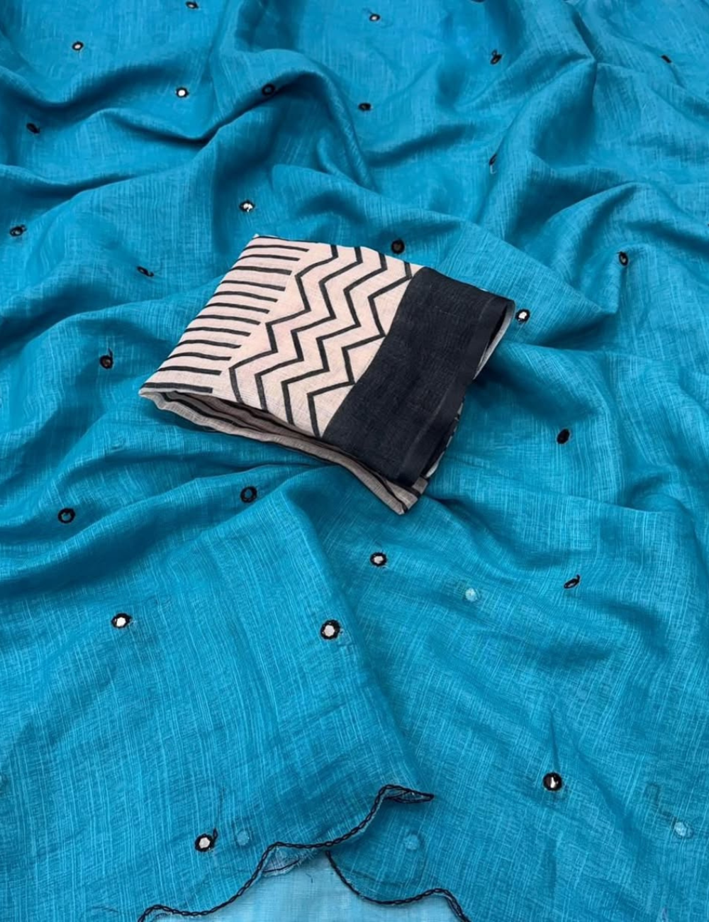 Chanderi Linen Summer Saree – Blue