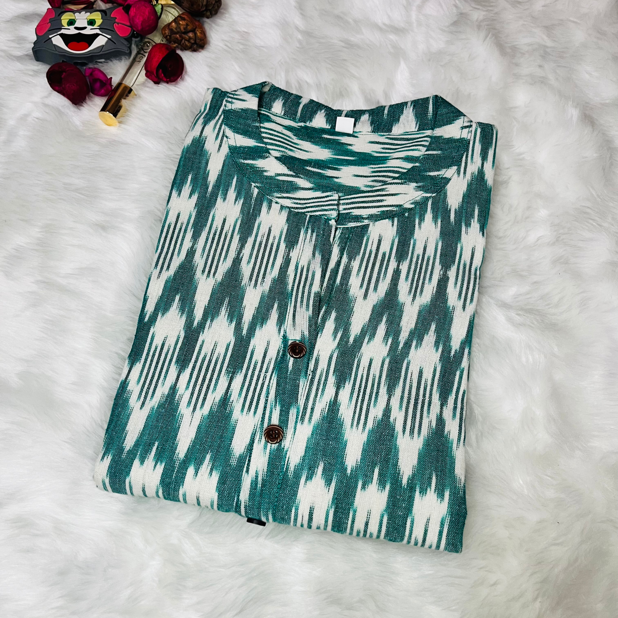 Ikkat Charm Cotton Kurti Top