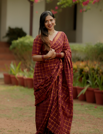 Maroon Pure Sungadi Cotton Handloom Saree