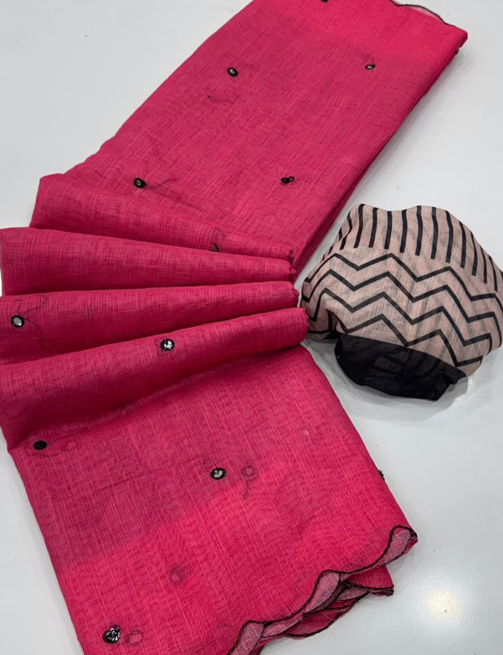 Chanderi Linen Summer Saree – Pink
