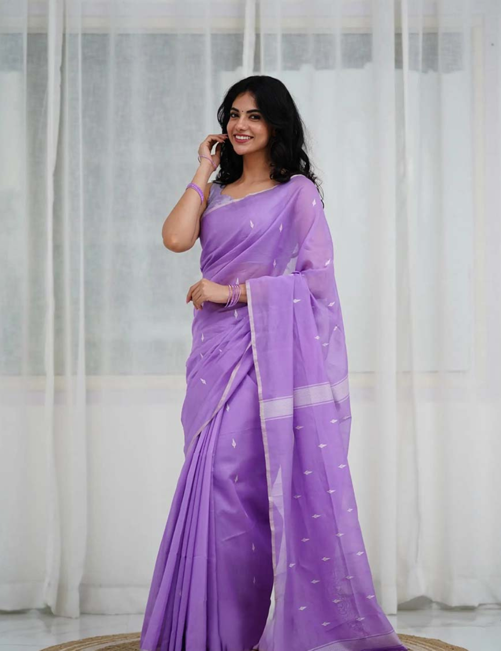 Lilac - Silk cotton Handloom Saree