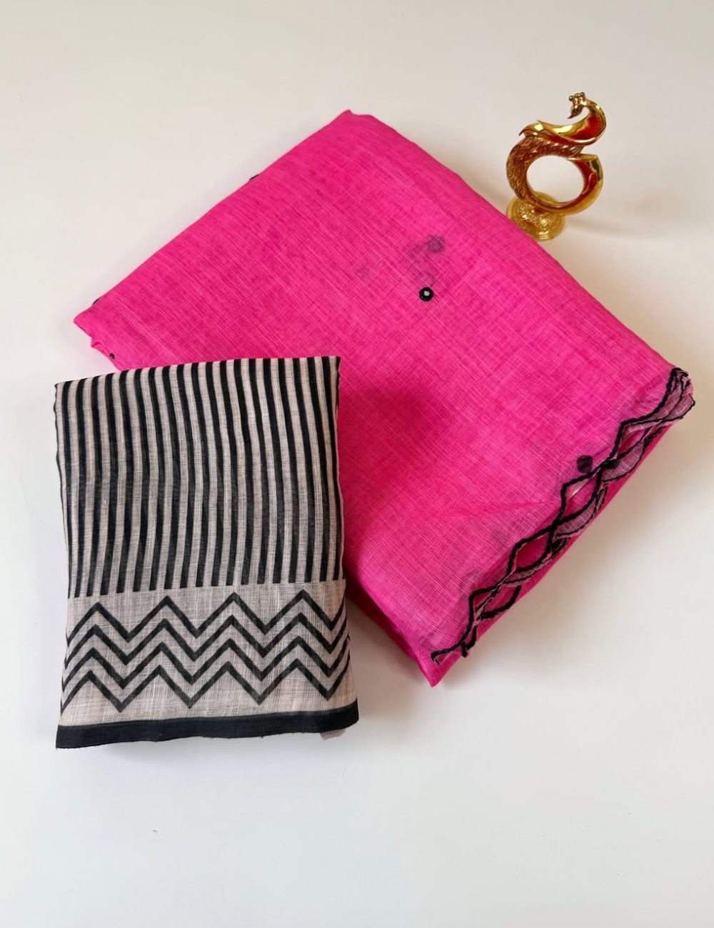 Chanderi Linen Summer Saree – Pink