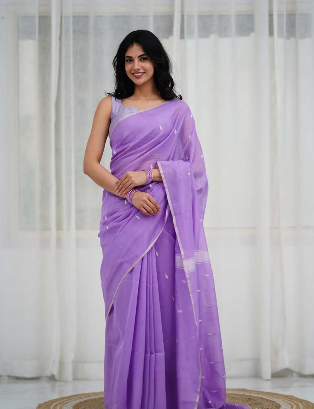 Lilac - Silk cotton Handloom Saree