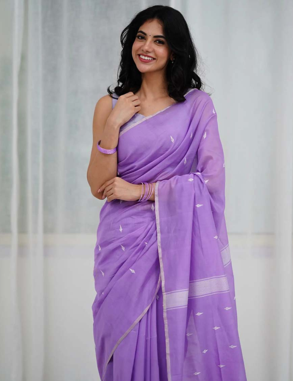 Lilac - Silk cotton Handloom Saree